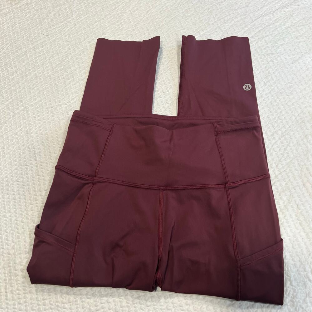 Lululemon Fast and Free High-Rise burgundy cropped leggings 19” size 4 women